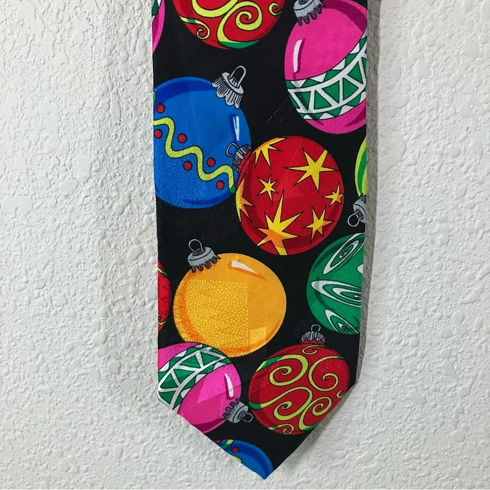 SILK Christmas Ties Bundle of 2 Colorful Holiday Festive Black Navy Office Party